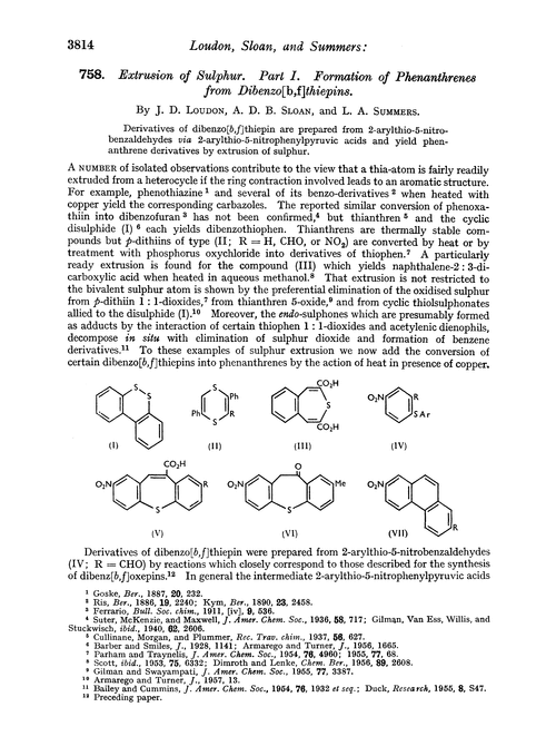 758. Extrusion of sulphur. Part I. Formation of phenanthrenes from dibenzo[b,ƒ]thiepins