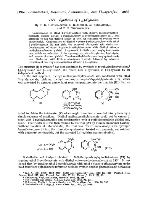 763. Synthesis of (±)-cytisine