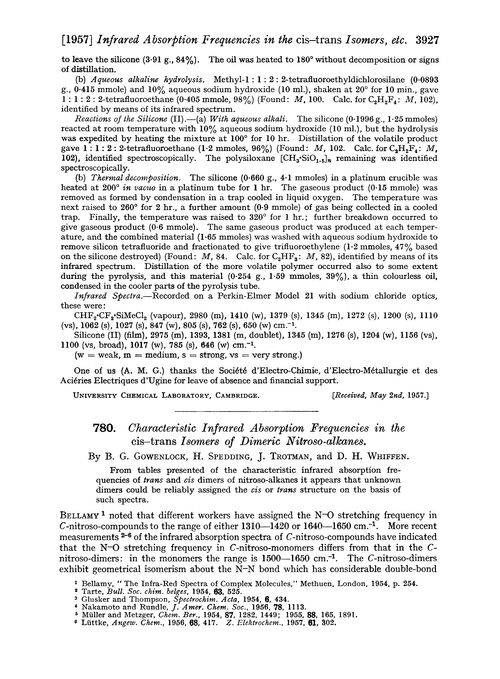 780. Characteristic infrared absorption frequencies in the cis–trans isomers of dimeric nitroso-alkanes