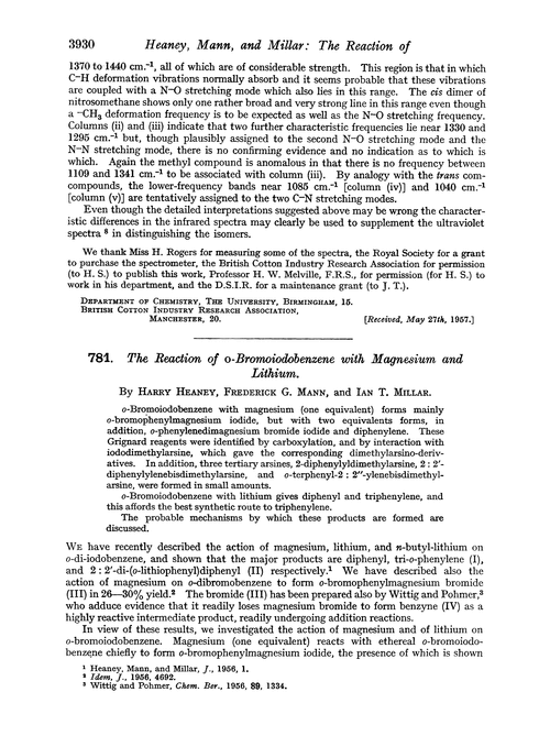 781. The reaction of o-bromoiodobenzene with magnesium and lithium