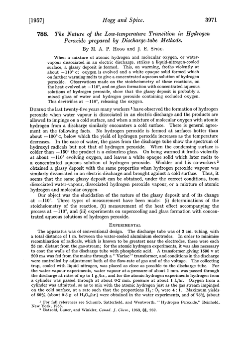 788. The nature of the low-temperature transition in hydrogen peroxide prepared by discharge-tube methods