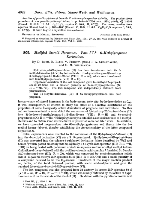 809. Modified steroid hormones. Part IV. 6-Methylpregnane derivatives