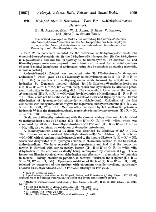 810. Modified steroid hormones. Part V. 6-Methylandrostane derivatives