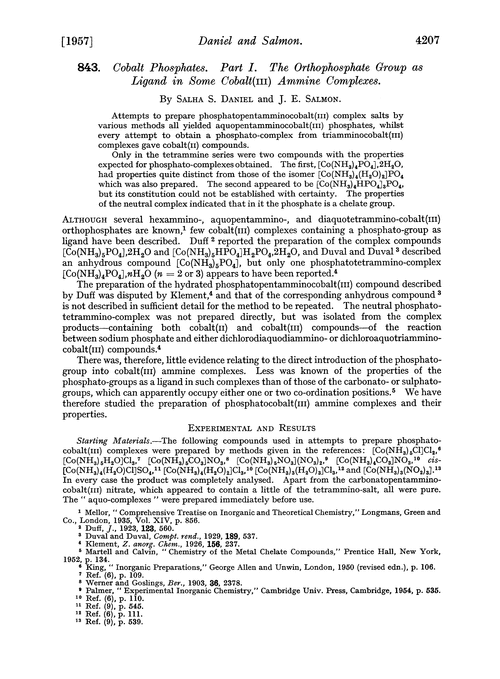 843. Cobalt phosphates. Part I. The orthophosphate group as ligand in some cobalt(III) ammine complexes