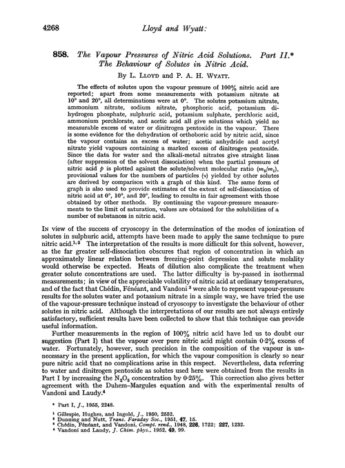 858. The vapour pressures of nitric acid solutions. Part II. The behaviour of solutes in nitric acid