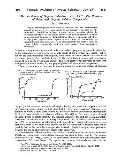 914. Oxidation of organic sulphides. Part IX. The reaction of ozone with organic sulphur compounds