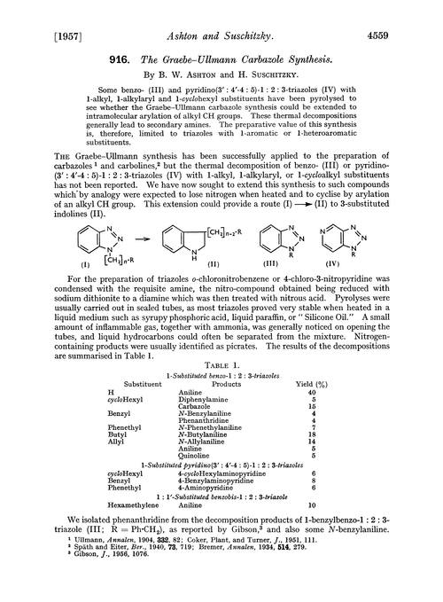916. The Graebe–Ullmann carbazole synthesis