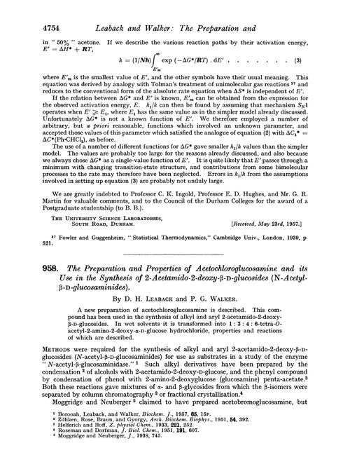 958. The preparation and properties of acetochloroglucosamine and its use in the synthesis of 2-acetamido-2-deoxy-β-D-glucosides (N-acetyl-β-D-glucosaminides)