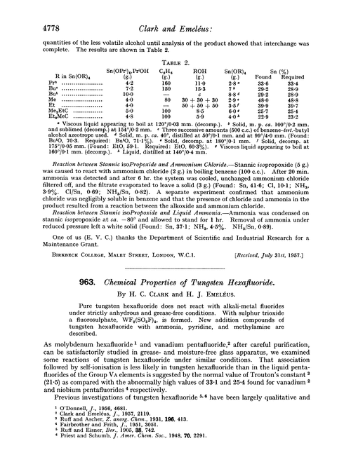 963. Chemical properties of tungsten hexafluoride