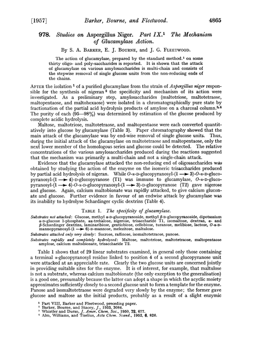 978. Studies on Aspergillus niger. Part IX. The mechanism of glucamylase action