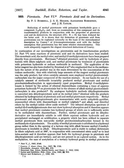 989. Picrotoxin. Part VI. Picrotoxic acid and its derivatives