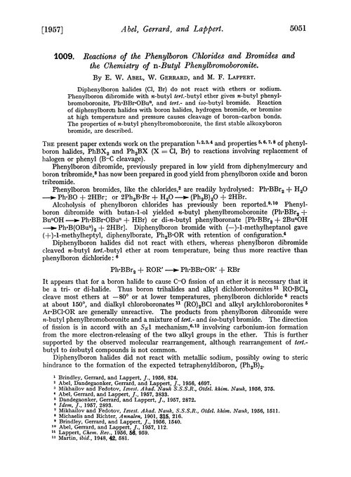 1009. Reactions of the phenylboron chlorides and bromides and the chemistry of n-butyl phenylbromoboronite