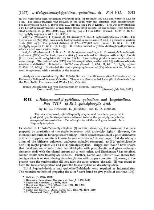 1013. ω-Halogenomethyl-pyridines, -quinolines, and -isoquinolines. Part VII. αβ-Di-2′-quinolylacrylic acid