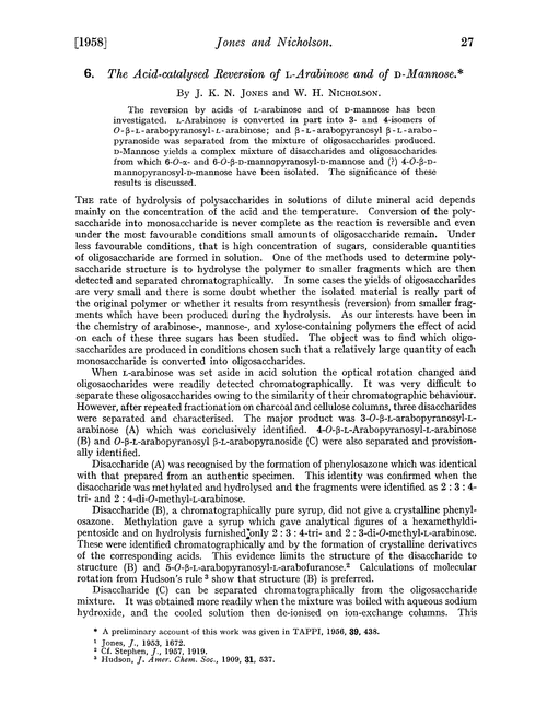 6. The acid-catalysed reversion of L-arabinose and of D-mannose