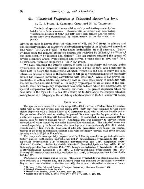 11. Vibrational frequencies of substituted ammonium ions