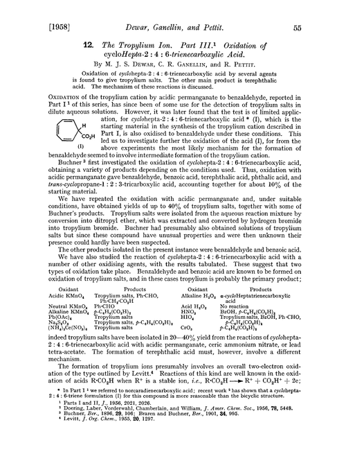 12. The tropylium ion. Part III. Oxidation of cyclohepta-2 : 4 : 6-trienecarboxylic acid