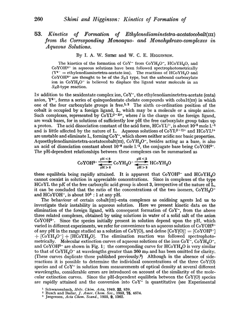 53. Kinetics of formation of ethylenediaminetetra-acetatocobalt(III) from the corresponding monoaquo- and monohydroxo-complexes in aqueous solutions