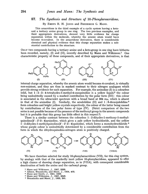 57. The synthesis and structure of 10-phenylarsacridone