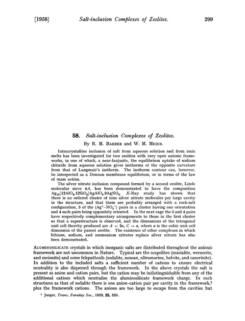 58. Salt-inclusion complexes of zeolites