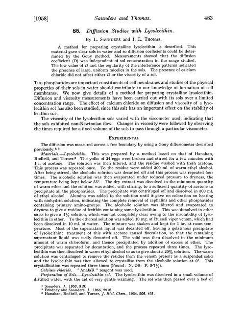 85. Diffusion studies with lysolecithin