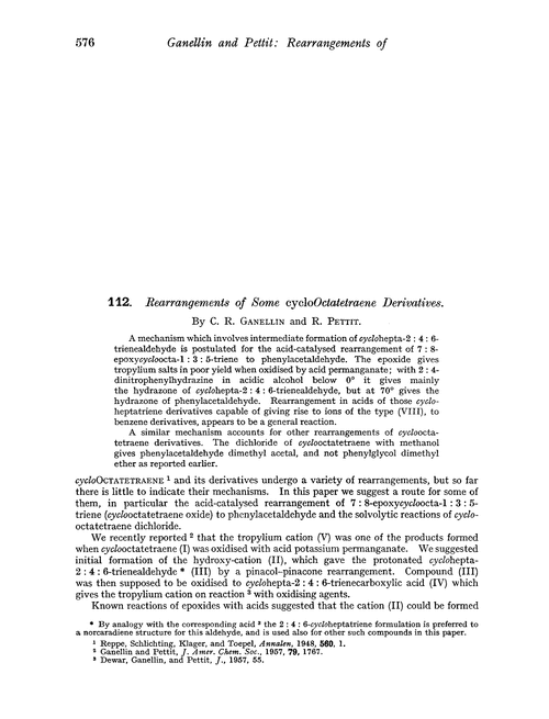 112. Rearrangements of some cyclooctatetraene derivatives