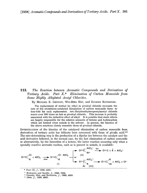 113. The reaction between aromatic compounds and derivatives of tertiary acids. Part X. Elimination of carbon monoxide from some highly alkylated acetyl chlorides