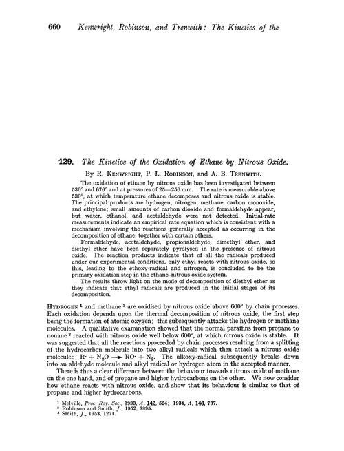 129. The kinetics of the oxidation of ethane by nitrous oxide