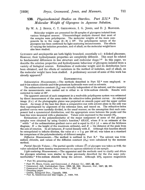 138. Physicochemical studies on starches. Part XII. The molecular weight of glycogens in aqueous solution