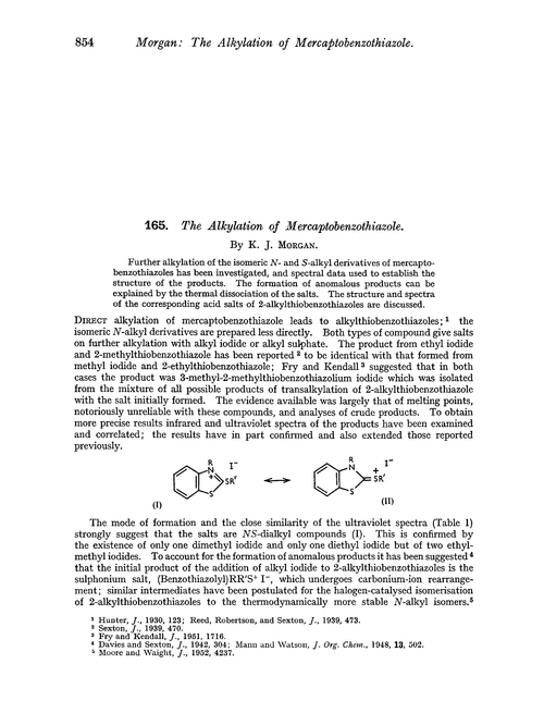 165. The alkylation of mercaptobenzothiazole