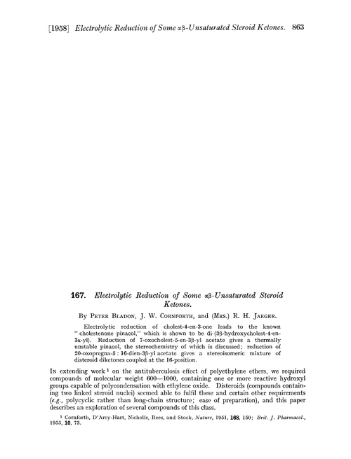 167. Electrolytic reduction of some αβ-unsaturated steroid ketones