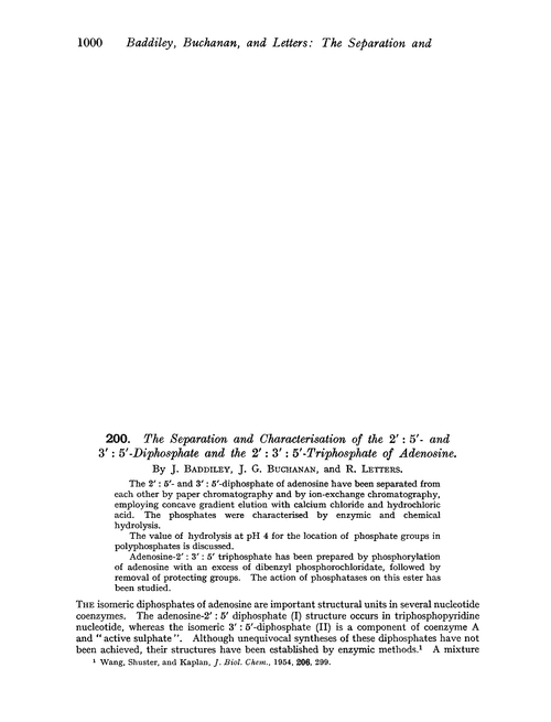 200. The separation and characterisation of the 2′ : 5′- and 3′ : 5′-diphosphate and the 2′ : 3′ : 5′-triphosphate of adenosine