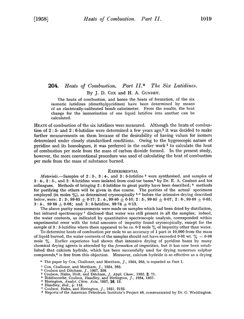 204. Heats of combustion. Part II. The six lutidines