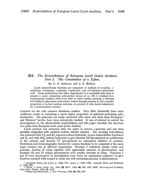 211. The hemicelluloses of European larch (Larix decidua). Part I. The constitution of a xylan