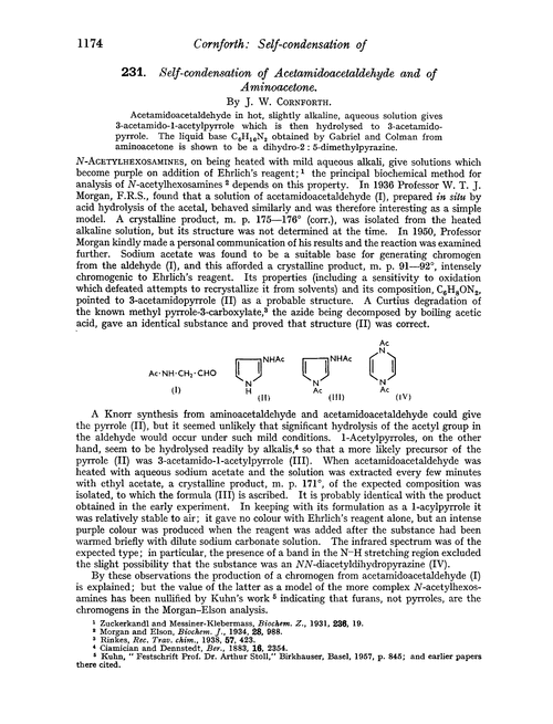 231. Self-condensation of acetamidoacetaldehyde and of aminoacetone