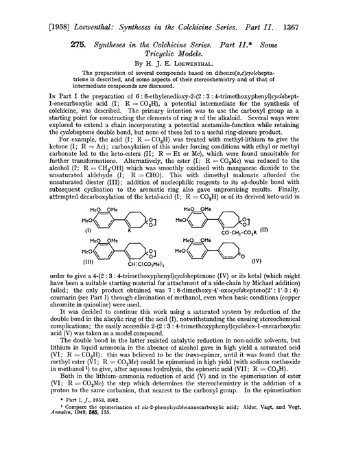 275. Syntheses in the colchicine series. Part II. Some tricyclic models