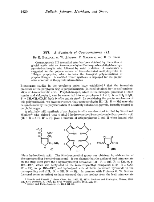 287. A synthesis of coproporphyrin III