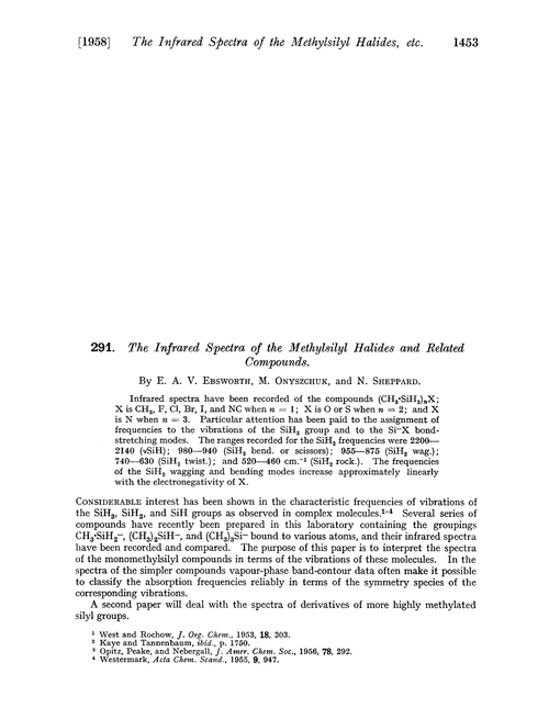291. The infrared spectra of the methylsilyl halides and related