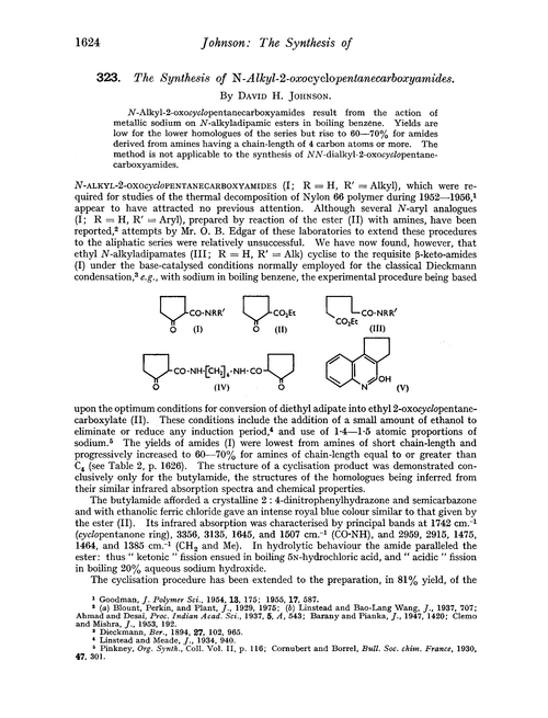 323. The synthesis of N-alkyl-2-oxocyclopentanecarboxyamides