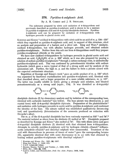 376. Pyridine-4-sulphonic acid