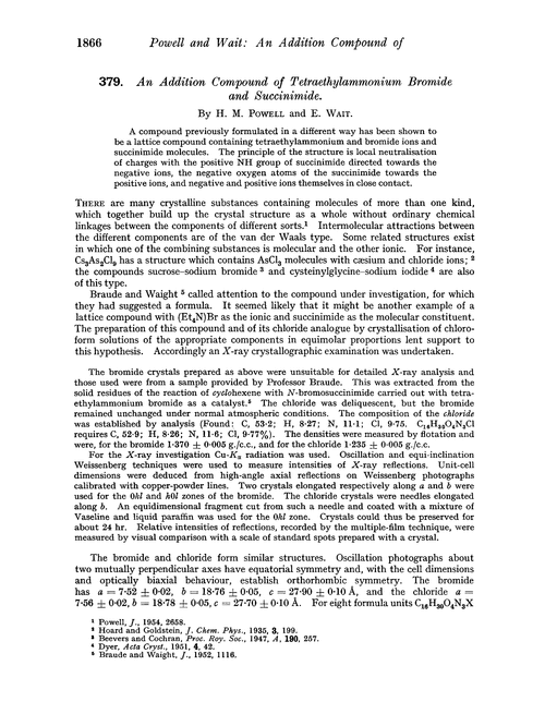 379. An addition compound of tetraethylammonium bromide and succinimide