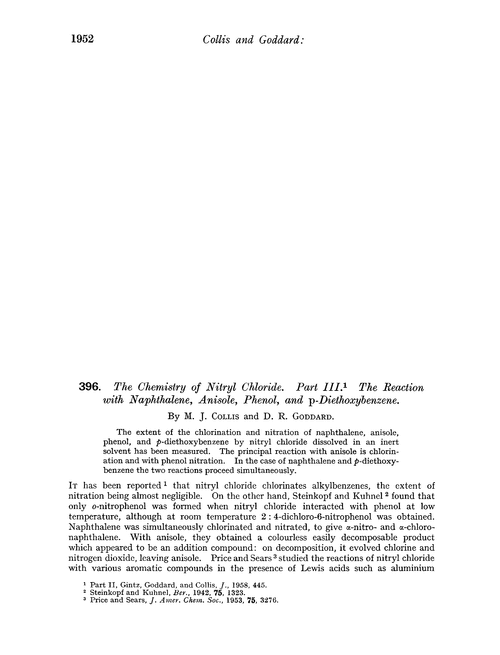 396. The chemistry of nitryl chloride. Part III. The reaction with naphthalene, anisole, phenol, and p-diethoxybenzene