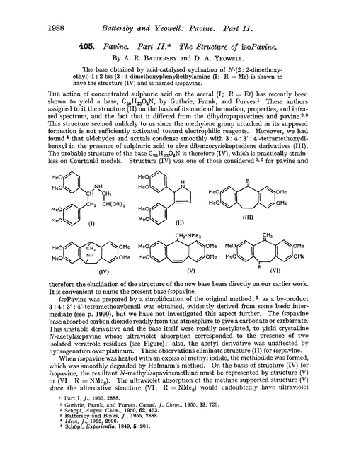 405. Pavine. Part II. The structure of isopavine