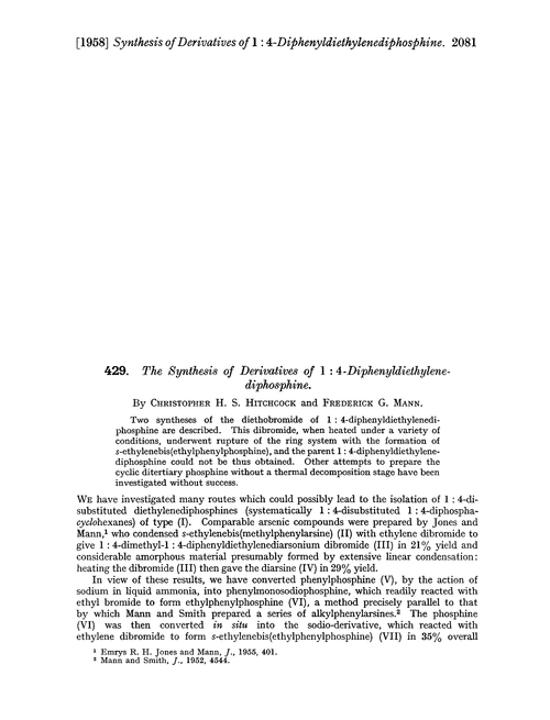 429. The synthesis of derivatives of 1 : 4-diphenyldiethylenediphosphine
