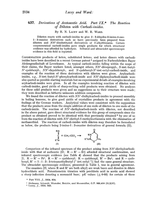 437. Derivatives of acetoacetic acid. Part IX. The reaction of diketen with carbodi-imides
