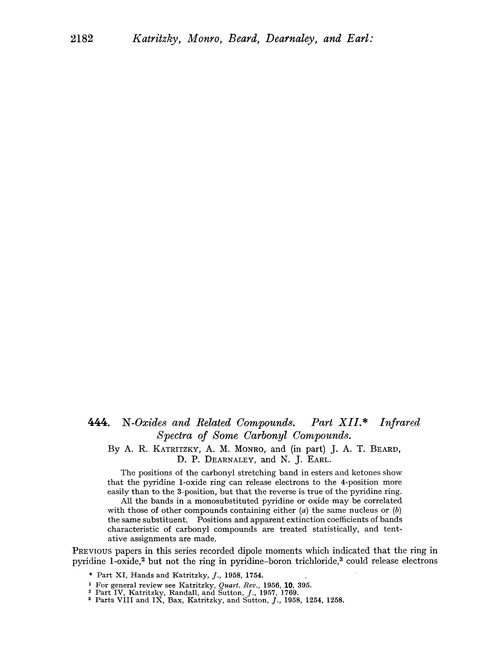 444. N-oxides and related compounds. Part XII. Infrared spectra of some carbonyl compounds