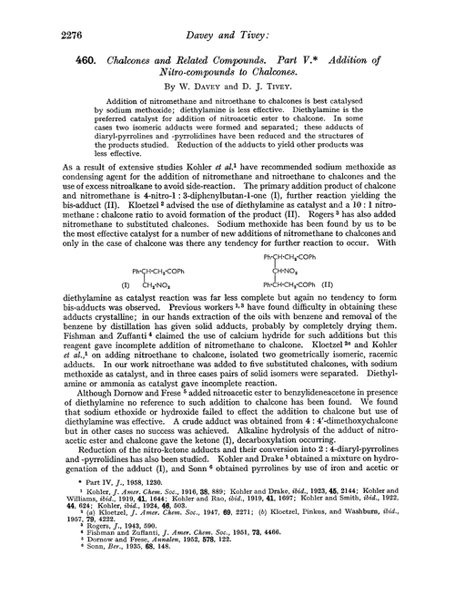 460. Chalcones and related compounds. Part V. Addition of nitro-compounds to chalcones
