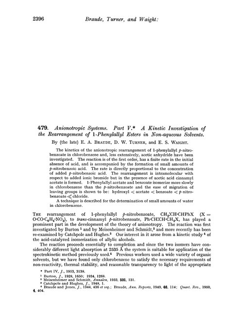 479. Anionotropic systems. Part V. A kinetic investigation of the rearrangement of 1-phenylallyl esters in non-aqueous solvents
