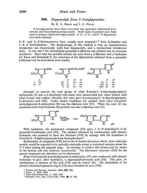 506. Dipyrazolyls from C-acetylpyrazoles