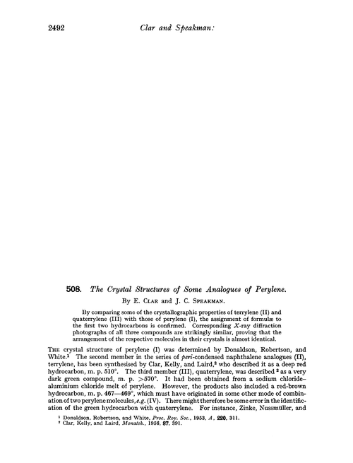 508. The crystal structures of some analogues of perylene