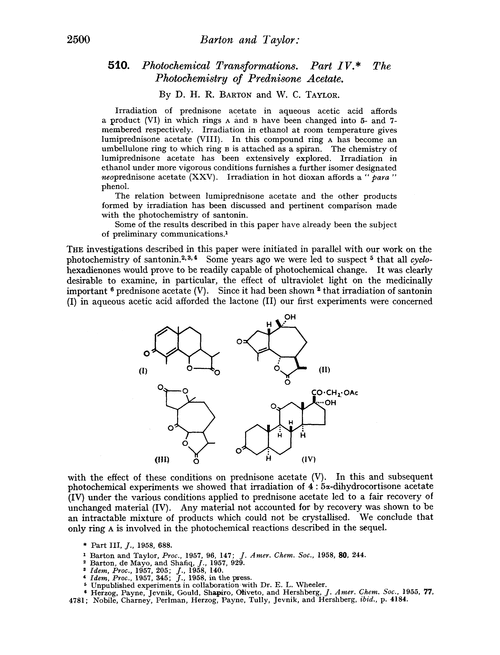 510. Photochemical transformations. Part IV. The photochemistry of prednisone acetate